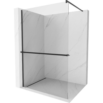 Mexen Kioto+ Sprchová zástěna s poličkou 90 x 200 cm, průhledná, černá - 800-090-121-70-00