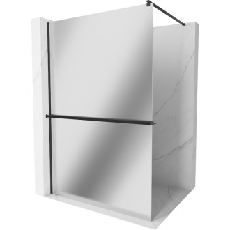 Mexen Kioto+ Sprchová zástěna s poličkou 110 x 200 cm, zrcadlo, černá - 800-110-121-70-50