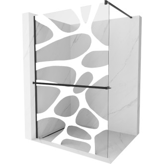 Mexen Kioto+ Sprchová zástěna s policí 100 x 200 cm, bílá vlna, černá - 800-100-121-70-97