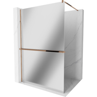 Mexen Kioto+ Sprchová zástěna s poličkou 100 x 200 cm, zrcadlo, růžové zlato - 800-100-121-60-50