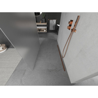 Volně stojící sprchová zástěna Mexen Kioto 110 x 200 cm, 8 mm matná, růžové zlato - 800-110-002-60-30