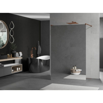 Volně stojící sprchová zástěna Mexen Kioto 120 x 200 cm, zrcadlo 8 mm, růžové zlato - 800-120-002-60-50