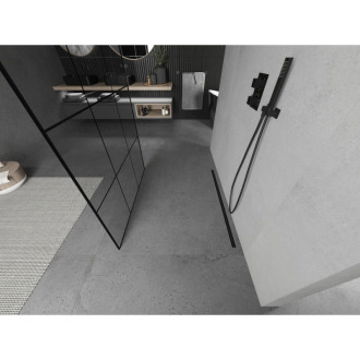 Mexen Kioto volně stojící sprchová zástěna 120 x 200 cm, černý rastr 8 mm, černá - 800-120-002-70-77