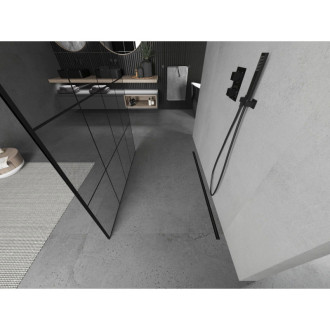 Mexen Kioto volně stojící sprchová zástěna 140 x 200 cm, černý rastr 8 mm, černá - 800-140-002-70-77