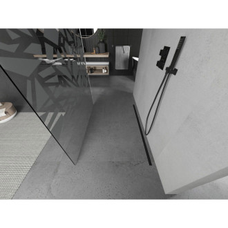 Volně stojící sprchová zástěna Mexen Kioto 120 x 200 cm, bílý vzor 8 mm, černá - 800-120-002-70-85