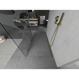 Volně stojící sprchová zástěna Mexen Kioto 100 x 200 cm, bílá vlna 8 mm, zlatá - 800-100-002-50-97