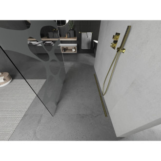 Volně stojící sprchová zástěna Mexen Kioto 110 x 200 cm, bílá vlna 8 mm, zlatá - 800-110-002-50-97