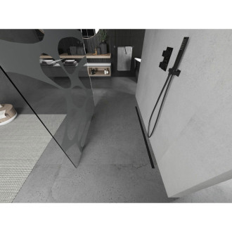 Mexen Kioto volně stojící sprchová zástěna 100 x 200 cm, bílá vlna 8 mm, černá - 800-100-002-70-97