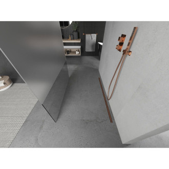 Volně stojící sprchová zástěna Mexen Kioto 140 x 200 cm, průhledná/matná 8 mm, růžové zlato - 800-140-002-60-35