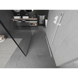 Volně stojící sprchová zástěna Mexen Kioto 100 x 200 cm, černý rám 8 mm, bílá - 800-100-002-20-70