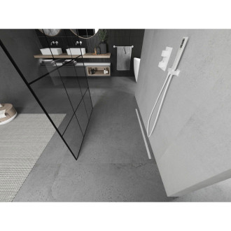 Volně stojící sprchová zástěna Mexen Kioto 100 x 200 cm, černá mřížka 8 mm, bílá - 800-100-002-20-77