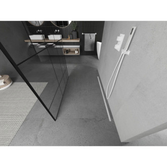 Volně stojící sprchová zástěna Mexen Kioto 100 x 200 cm, černý vzor 8 mm, bílá - 800-100-002-20-78