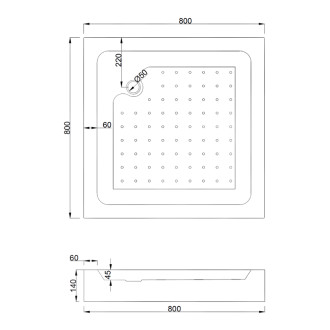 Sprchový kout Mexen Rio čtvercový 80 x 80 cm, černé pruhy, černá + sprchová vanička Rio, bílá - 860-080-080-70-20-4510