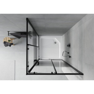 Čtvercový sprchový kout Mexen Rio 90 x 90 cm, černé pruhy, černá + sprchová vanička Rio, bílá - 860-090-090-70-20-4510