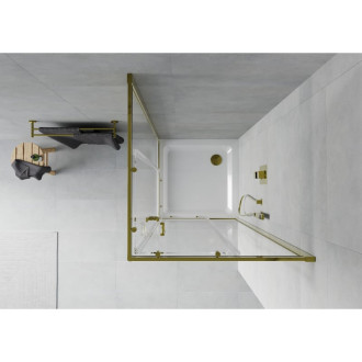 Sprchový kout Mexen Rio čtvercový 80 x 80 cm, průhledný, zlatý + plochá sprchová vanička, bílá - 860-080-080-50-00-4010G