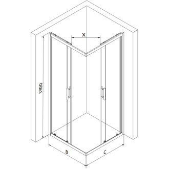 Sprchový kout Mexen Rio čtvercový 90 x 90 cm, matný, černý + Plochá sprchová vanička, černá - 860-090-090-70-30-4070B