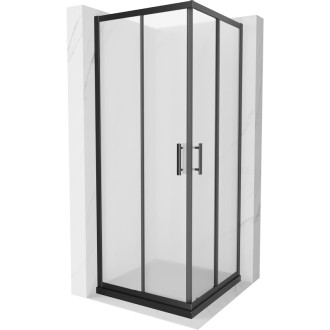 Sprchový kout Mexen Rio čtvercový 70 x 70 cm, matný, černý + Plochá sprchová vanička, černá - 860-070-070-70-30-4070B