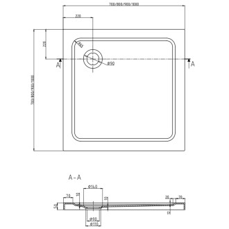 Sprchový kout Mexen Rio čtvercový 70 x 70 cm, grafit, černá + Plochá sprchová vanička, černá - 860-070-070-70-40-4070B