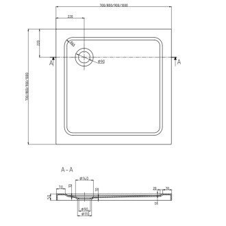 Sprchový kout Mexen Pretoria s výklopným mechanismem 90 x 90 cm, průhledný, černý + Plochá sprchová vanička, černá - 852-090-090-70-00-4070B