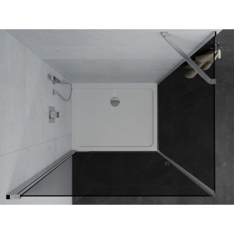 Sprchový kout Mexen Pretoria s výklopným mechanismem 80 x 110 cm, grafit, chrom + plochá sprchová vanička - 852-080-110-01-40-4010