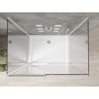 Mexen Omega-3S třístěnný, posuvný sprchový kout 130x90 cm, průhledný, chrom + Plochá sprchová vanička - 825-130-090-01-00-3s-4010