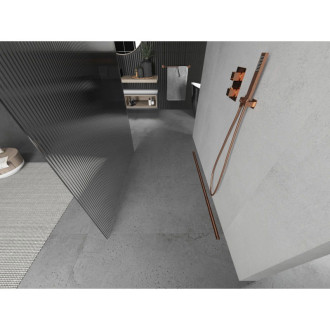 Volně stojící sprchová zástěna Mexen Kioto 100 x 200 cm, 8mm pruhy, růžové zlato - 800-100-002-60-09