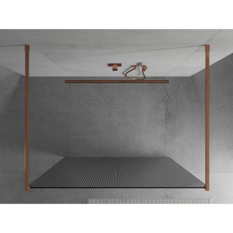 Volně stojící sprchová zástěna Mexen Kioto 120 x 200 cm, 8mm pruhy, růžové zlato - 800-120-002-60-09