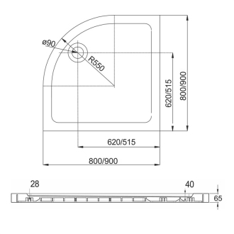 Mereo Sprchová vanička R550, 90x90x6,5 cm, keramika, bílá CV04X