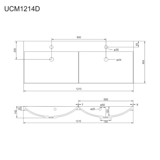 Opto, koupelnová skříňka s umyvadlem z  lit. mram, 1210x630x460 mm, dub Riviera CN923M