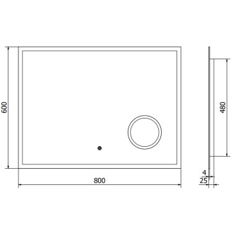 Mexen Kala osvětlené koupelnové zrcadlo s kosmetickým zrcátkem 80 x 60 cm, LED 6000K, proti zapařování - 9820-080-060-611-00
