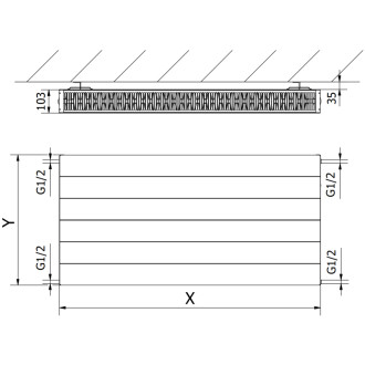 Mexen Line CL22 radiátor 600x2000, boční připojení, 3165 W, antracit W422L-060-200-66