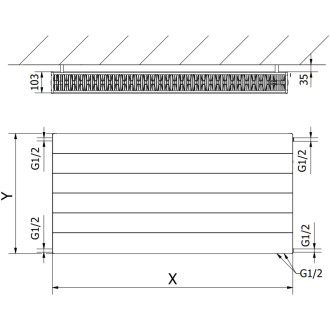 Mexen Line CVL22 radiátor 300x2000, spod. přip., 1801 W, antracit W622L-030-200-66