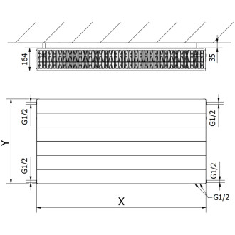 Mexen Line CVL33 radiátor 300x2000, spod. přip., 2481 W, antracit W633L-030-200-66