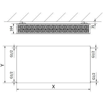 Mexen Flat CF33 radiátor 300x2000, boční připojení, 2481 W, černý W433F-030-200-70
