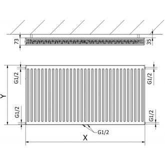 Mexen CC21 radiátor 500x2200, spod. střed. připoj., 2437 W, antracit W6C21-050-220-66