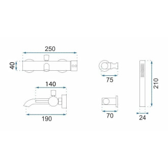 Rea Vanová baterie Rea Lungo Grip Brush Gold REA-B6398