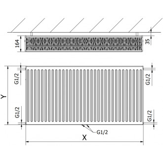 Mexen CC33 radiátor 600x2200, spod. střed. přip., 5136 W, antracit W6C33-060-220-66