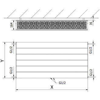 Mexen Line CCL33 radiátor 300x2000, spod. střed. připoj., 2481 W, bílý W6C33L-030-200-00