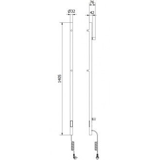 Mexen Pino elektrický radiátor s držáky na ručníky 1405 x 32 mm, 75 W, černý - W301-1405-032-00-70