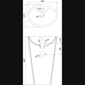 Volně stojící umyvadlo Mexen Orkla 49 x 37 cm, bílé - 26065000