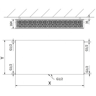 Mexen Flat CCF33 radiátor 300x2000, spod. střed. přip., 2481 W, černé W6C33F-030-200-70