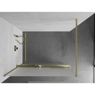 Mexen Kioto+ Sprchová zástěna s policí 70 x 200 cm, matná, kartáčované zlato - 800-070-121-55-30