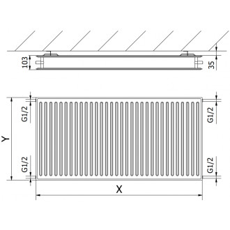 Mexen CH20 radiátor 400x2200, boční připojení, 1749 W, černý W420H-040-220-70