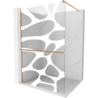 Mexen Kioto+ Sprchová zástěna s poličkou 130 x 200 cm, bílá vlna, kartáčovaná měď - 800-130-121-65-97