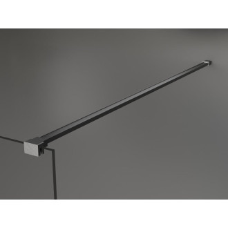 Mexen Kioto+ Sprchová zástěna s policí 100 x 200 cm, černý rám, kartáčovaná pistolově šedá - 800-100-121-66-70