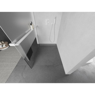 Mexen Kioto+ Sprchová zástěna s policí 110 x 200 cm, průhledná/mrazivá, bílá - 800-110-121-20-35