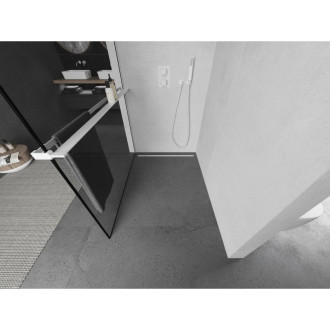 Mexen Kioto+ Sprchová zástěna s policí 70 x 200 cm, černý rám, bílá - 800-070-121-20-70