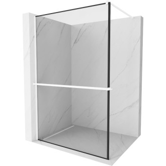 Mexen Kioto+ Sprchová zástěna s policí 80 x 200 cm, černý rám, bílá - 800-080-121-20-70