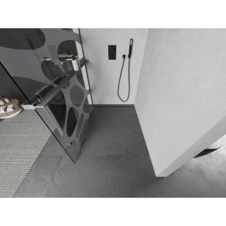 Mexen Kioto+ Sprchová zástěna s policí 130 x 200 cm, bílá vlna, stříbrná - 800-130-121-95-97