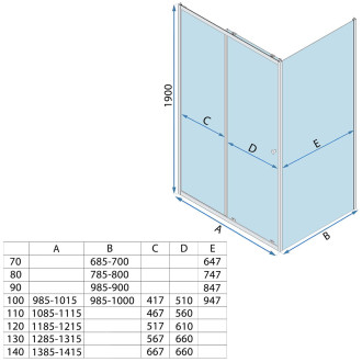 REA Primo Slide Sprchový kout 140x80 Chrome KPL-K1571